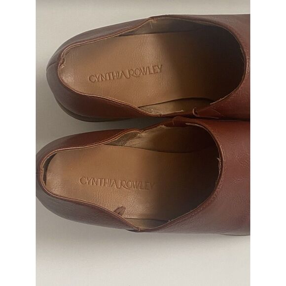 Cynthia Rowley Ankle Boots Cognac Color Eddie Slip-ons Block Heels Size 9 - Picture 10 of 15
